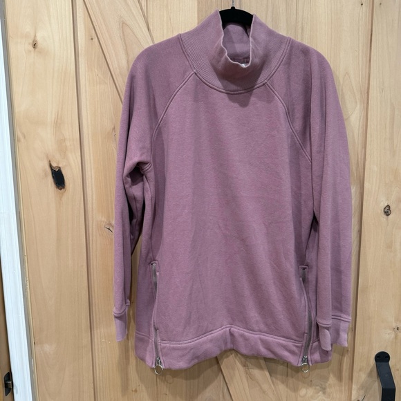 Athleta COZY KARMA SIDE ZIP FUNNEL NECK Pullover Dogwood Pink Size Medium MT - Picture 5 of 16